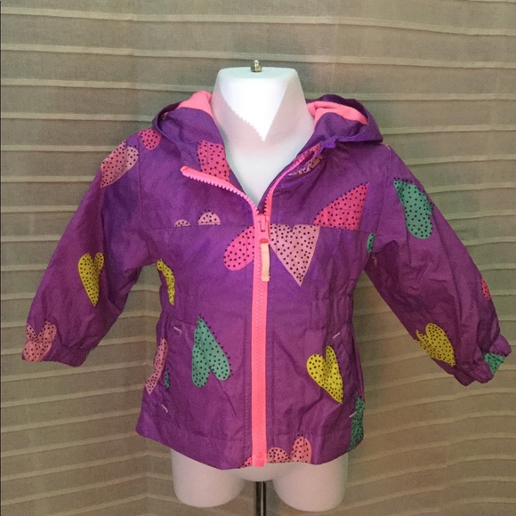 Toddler Girls Hearts Hooded Windbreaker - Picture 2 of 7